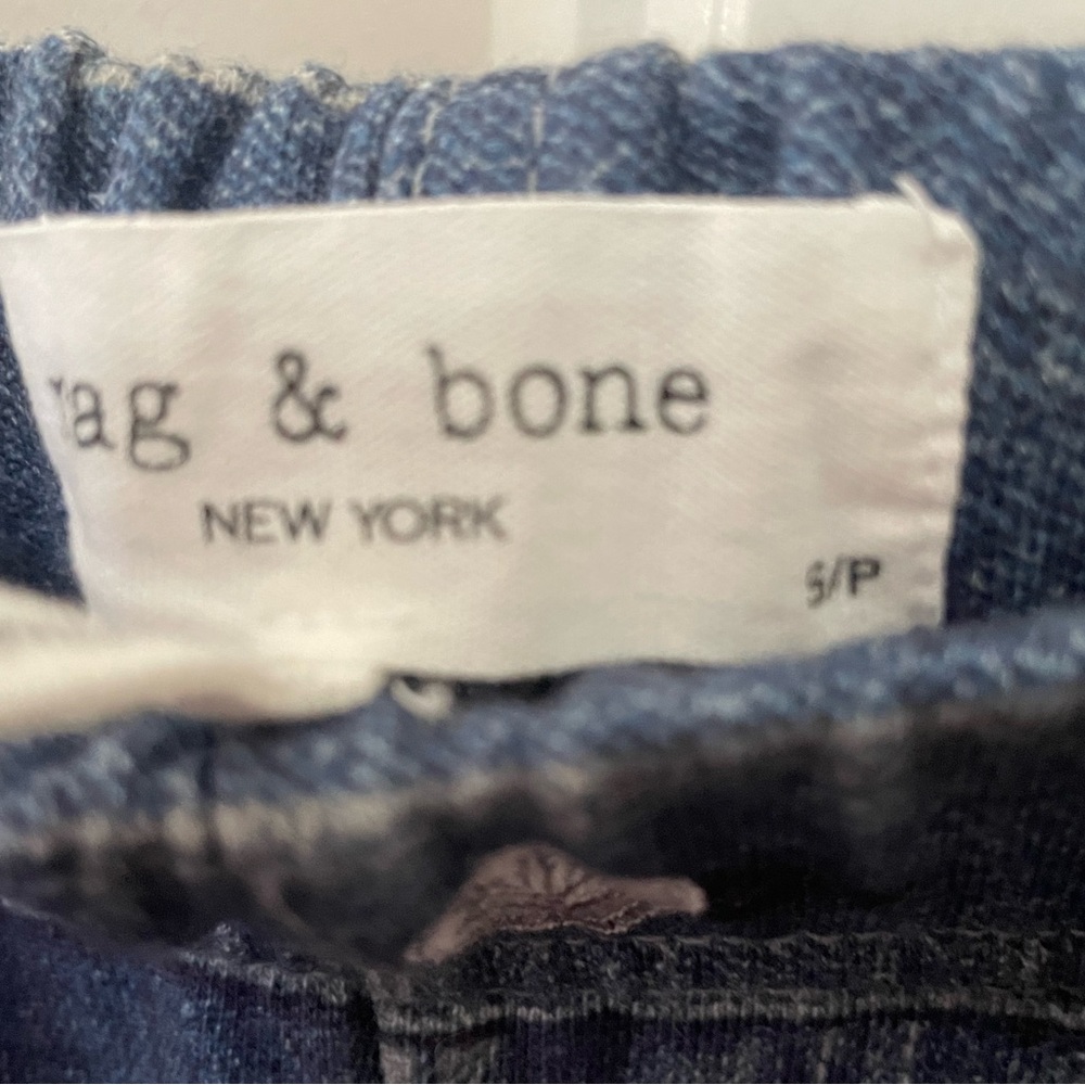 RAG & BONE Wide-Leg Denim Pants with Orange Side Stripe-Sweat Pant Jeans - Picture 3 of 6